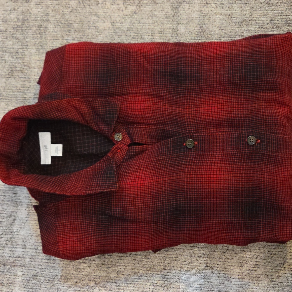 J.JILL red plaid tunic shirt With Pockets Women S